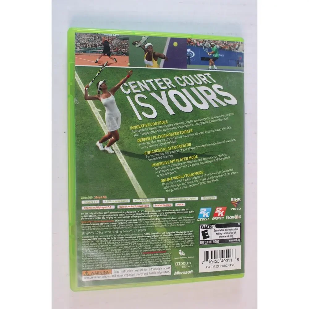 Top Spin 4 (Microsoft Xbox 360, 2011) Authentic, Complete, Tested/works
